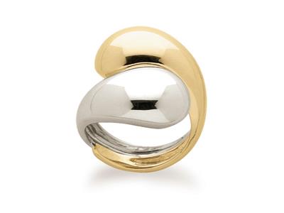 Gewolbter Doppelring, 18k Bicolor Gold