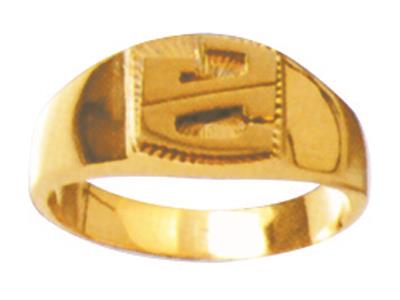 Massiver Ring Mit Monogramm, 8 X 8 Mm, 18k Gelbgold. Ref. 674
