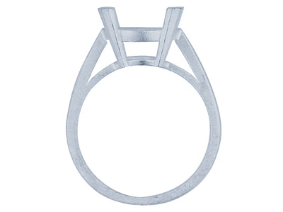 Ring Mit 4 Krappen Für 6 X 4 MM Großen Stein, Silber 925, Ringgröße 53/54 - Standard Bild - 2