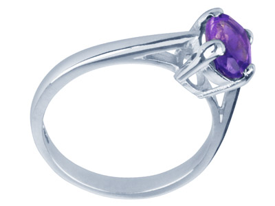 Ring Mit 4 Krappen Für 6 X 4 MM Großen Stein, Silber 925, Ringgröße 53/54 - Standard Bild - 3