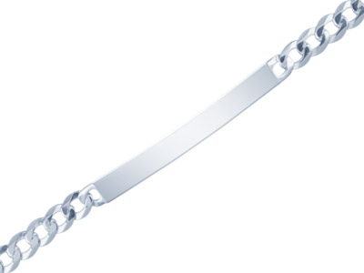 Identitätsarmband Mit Diamantiertergourmette-masche, 4 Mm, 18,4 Cm, 9 25er Silber Glieder, Mit Echtheitsstempel