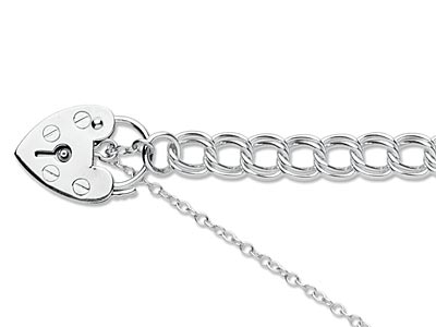Gourmette-armband 6,2 Mm, 19 Cm, Mit Vorhängeschloss, Silber 925 Sicherheitskette, Mit Echtheitsstempel