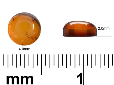 Natürlicher Bernstein, Runder Cabochon, 4 MM - Standard Bild - 4