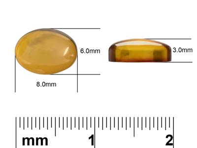 Natürlicher Bernstein, Ovaler Cabochon, 8 X 6 MM - Standard Bild - 4