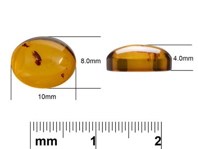 Natürlicher Bernstein, Ovaler Cabochon, 10 X 8 MM - Standard Bild - 4