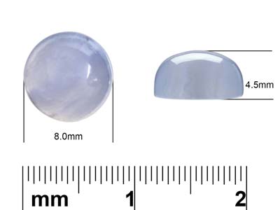 Achat, Runder Cabochon, 8 Mm, Blau Gebändert - Standard Bild - 4