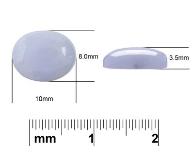 Achat, Ovaler Cabochon, 10 X 8 Mm, Blau Gebändert - Standard Bild - 4