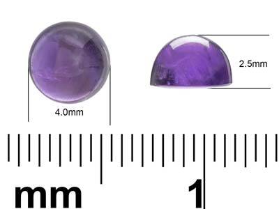 Amethyst, Runder Cabochon, 4 mm - Standard Bild - 4
