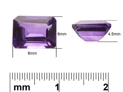 Amethyst Im Smaragdschliff, 8 X 6 MM - Standard Bild - 3