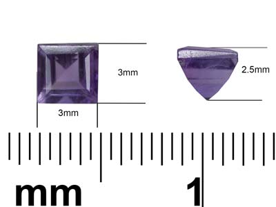 Amethyst, Quadratisch, 3 x 3 mm - Standard Bild - 3