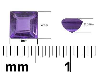 Amethyst Quadratisch, 4 MM - Standard Bild - 3