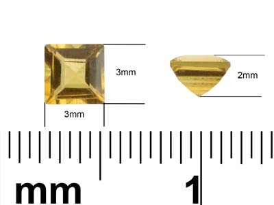 Citrin, Quadratisch, 3 x 3 mm - Standard Bild - 3