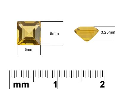 Citrin, Quadratisch, 5 x 5 mm - Standard Bild - 3