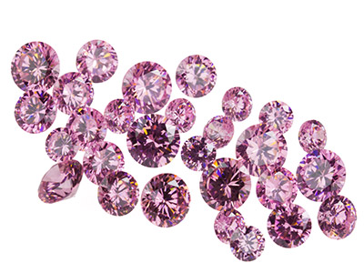 Rundes Zirkoniumdioxid Rosa, Sortiment Von 4, 5 Und 6 Mm, Beutel Mit 28 Stück