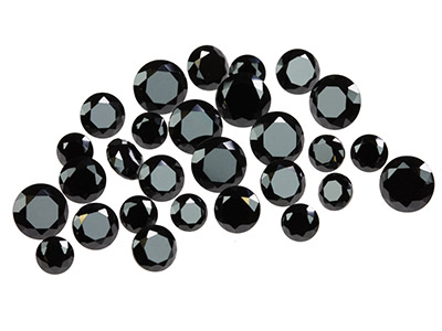 Zirkonia Rund Schwarz, Sortiment Von 4, 5 Und 6 Mm, Beutel Von 28 - Standard Bild - 1