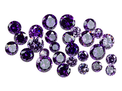 Zirkonia Rund Violett, Sortiment Von 4, 5 Und 6 Mm, Beutel Von 28 - Standard Bild - 1