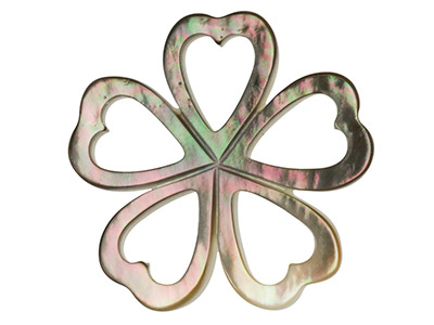 Graues Und Weies Perlmutt, Filigrane Blume Mittelgroes Modell, 20,6 MM