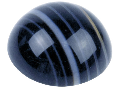 Onyx, Runder Cabochon, Schwarz-wei Gestreift, 6mm