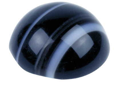 Onyx, Runder Cabochon, Schwarz-wei Gestreift, 8mm