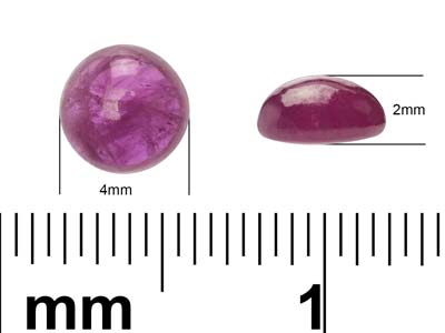 Rubin, Runder Cabochon, 4 mm - Standard Bild - 4