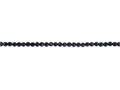 Halbedelsteinperlen, Rund, Facettiert, Strang 40cm, 4mm, Onyx