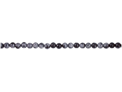 Halbedelsteinperlen, Rund, Strang 38-39cm, 4mm, Schneeflocken- Obsidian