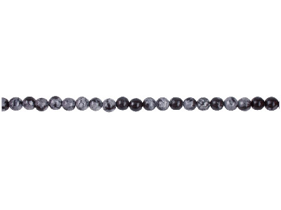 Obsidian Schneeflocke, Runder Edelstein 6 Mm, 40 Cm Strang