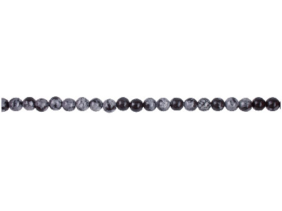 Obsidian Schneeflocke, Runder Edelstein 8 Mm, 40 Cm Langes Strang