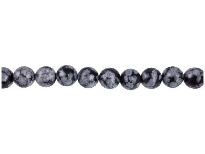 Halbedelsteinperlen, Rund, Strang 40cm, 10mm, Schneeflocken-obsidian