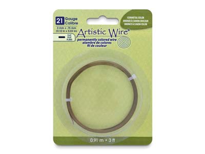 Beadalon Artistic Wire, StÄrke 21, Flach, 3 mm X 0,75 mm, MessingfÄrbung Im Antik-stil, 0,91 m - Standard Bild - 1