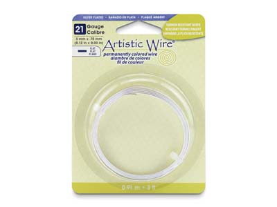 Kupferflachdraht 0,75 X 3 Mm, Versilbert Anlaufgeschützt, Artistic Wire Von Beadalon, 0,91 Meter