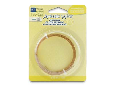 Beadalon Artistic Wire, StÄrke 21, Flach, 5 mm X 0,75 mm, MessingfÄrbung Im Antik-stil, 0,91 m - Standard Bild - 1