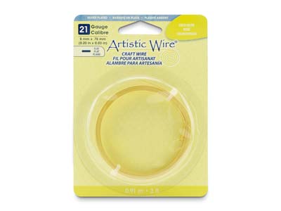 Beadalon Artistic Wire, StÄrke 21, Flach, 5mm X 0,75mm, Goldfarbe, 0,91m