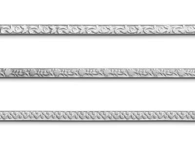 Flacher Kupferdraht Mit Blumenmuster, 0,58x 4,6 Mm, Silberfarben Und Anlaufgeschützt, Artistic Wire Von B - Standard Bild - 2