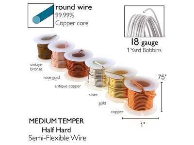 Wire Elements, 16 Gauge, Pk 6 Assorted Colours, Tarnish Resistant, Med Temper, 1yd/0.91m - Standard Bild - 3