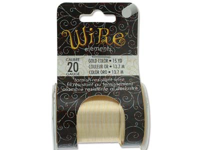 Wire Elements, 20 Gauge, Gold Colour, Tarnish Resistant, Medium Temper, 15yd13.72m