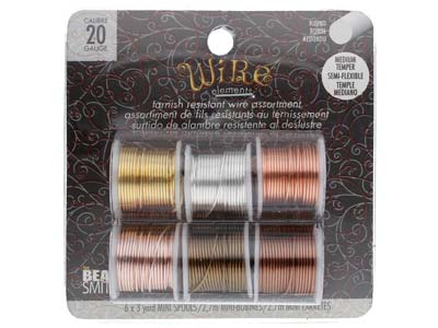 Wire Elements, 20 Gauge, Pk 6 Assorted Colours, Tarnish Resistant, Med Temper, 3yd/2.74m - Standard Bild - 1