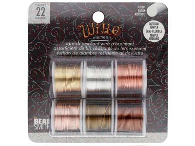 Wire Elements, 22 Gauge, Pk 6 Assorted Colours, Tarnish Resistant, Med Temper, 4yd/3.66m - Standard Bild - 1