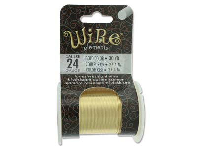 Wire Elements, 24 Gauge, Gold Colour, Tarnish Resistant, Medium Temper, 30yd/27.43m - Standard Bild - 1