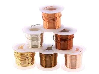 Kupferdrahtfil Halbhart Anlaufgeschützt 0,43 Mm, Farbassortiment, 6 Spulen À 5,48 M - Standard Bild - 2