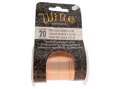 Wire Elements, 20 Gauge, Rose Gold Colour, Tarnish Resistant, Medium Temper, 15yd13.72m