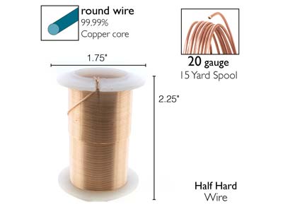 Wire Elements, 20 Gauge, Rose Gold Colour, Tarnish Resistant, Medium Temper, 15yd/13.72m - Standard Bild - 2