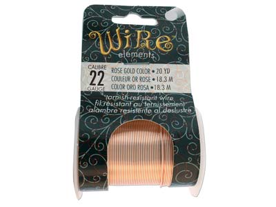 Wire Elements, 22 Gauge, Rose Gold Colour, Tarnish Resistant, Medium Temper, 20yd18.29m
