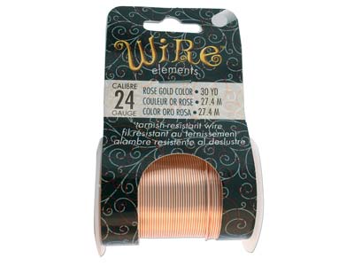 Wire Elements, 24 Gauge, Rose Gold Colour, Tarnish Resistant, Medium Temper, 30yd/27.43m - Standard Bild - 1
