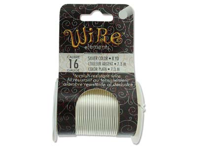 Wire Elements, 16 Gauge, Silver Colour, Tarnish Resistant, Medium Temper, 8yd/7.32m - Standard Bild - 1