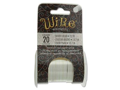 Wire Elements, 20 Gauge, Silver Colour, Tarnish Resistant, Medium Temper, 15yd/13.72m - Standard Bild - 1