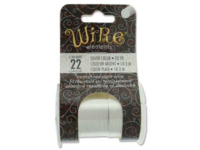 Wire Elements, 22 Gauge, Silver Colour, Tarnish Resistant, Medium Temper, 20yd/18.29m - Standard Bild - 1