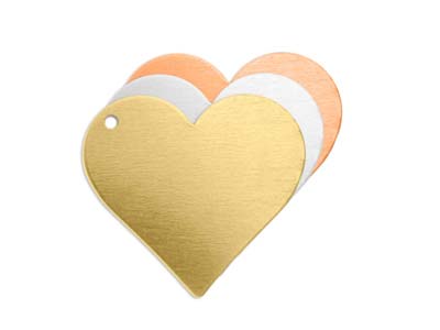 Kupferrohling, Rohling Herz Mit 1 Loch, 19 Mm, Impressart, Packung Zu 4 - Standard Bild - 2