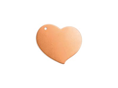 Kupferrohling, Flan Herz Phantasie 1 Loch Gebohrt, 19 Mm, Impressart, Packung Zu 6