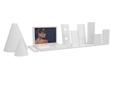 Quadratisches Schmuckdisplay Klein,acryl Weiß Glänzend - Standard Bild - 3